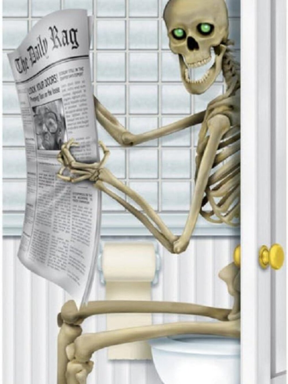 Beistle Skeleton Restroom Door Cover Halloween Decoration, 5 Ft x 30 in